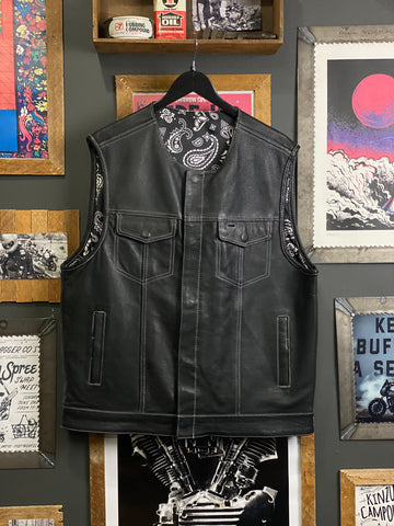 First MFG Paisley Lined Leather Vest - XL