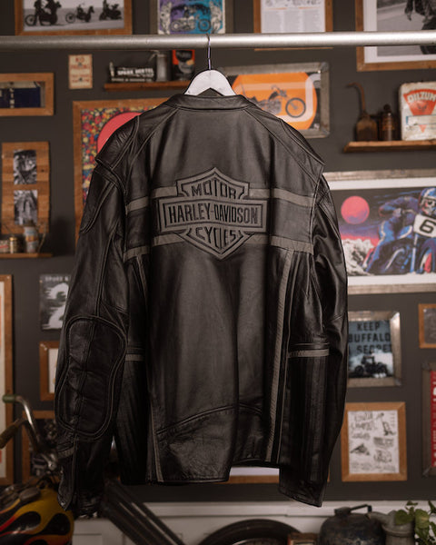 Black vintage Harley Davidson leather jacket