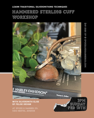 Hammered Sterling Cuff Workshop w/ Silversmith Elise