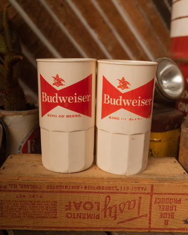 Budweiser Plastic Beer Mugs - Sold in Pair